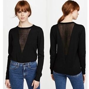 Line & Dot Mia Contrast Sweater with Sheer V detail on front and back